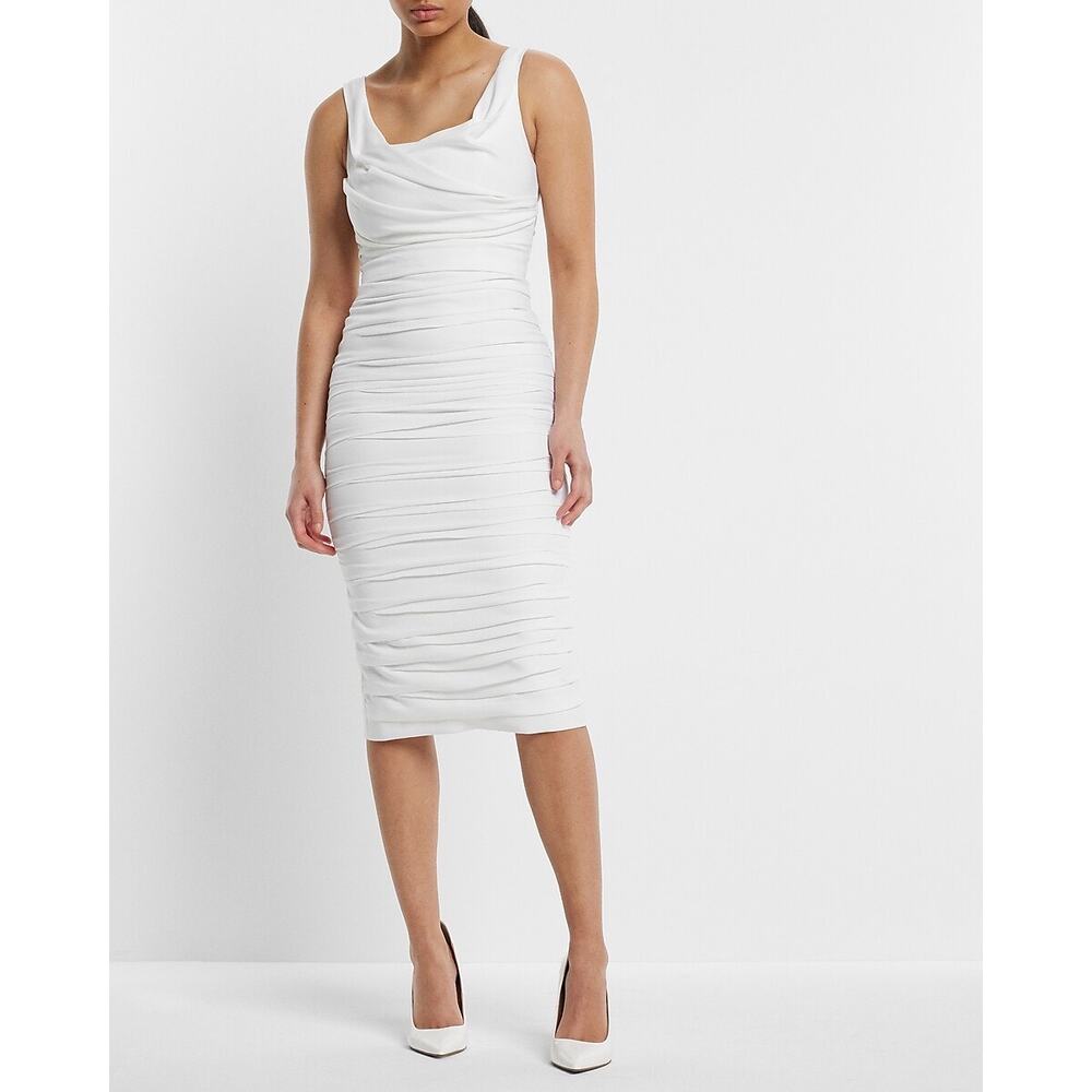 Bridal Satin Ruched Midi Dress